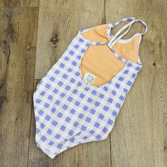 Crewcuts Blue And White Checkered One Piece Swim Suit Girls Size 6/7 - Picture 2 of 5